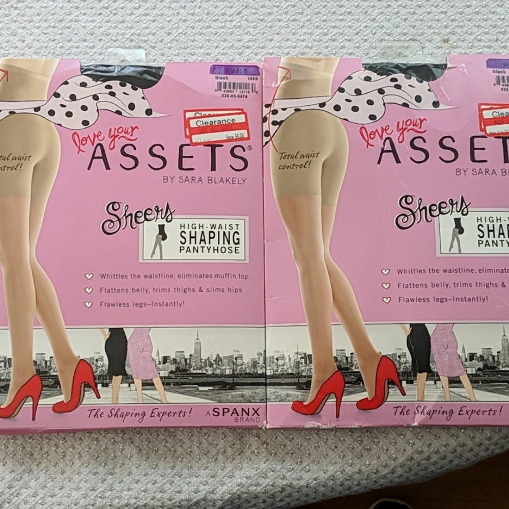 Spanx Assets black  high waist shaping pantyhose,